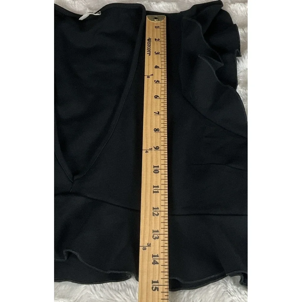 Free People Intimately Free Size L Black Ruffle V Neck Crop Top